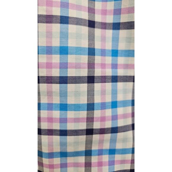 Peter Millar Blue and Pink Plaid Button Down Shirt - Picture 7 of 9